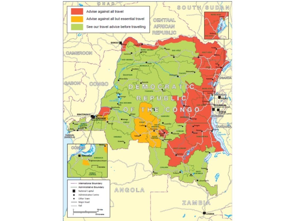 DRC travel advice by UK
