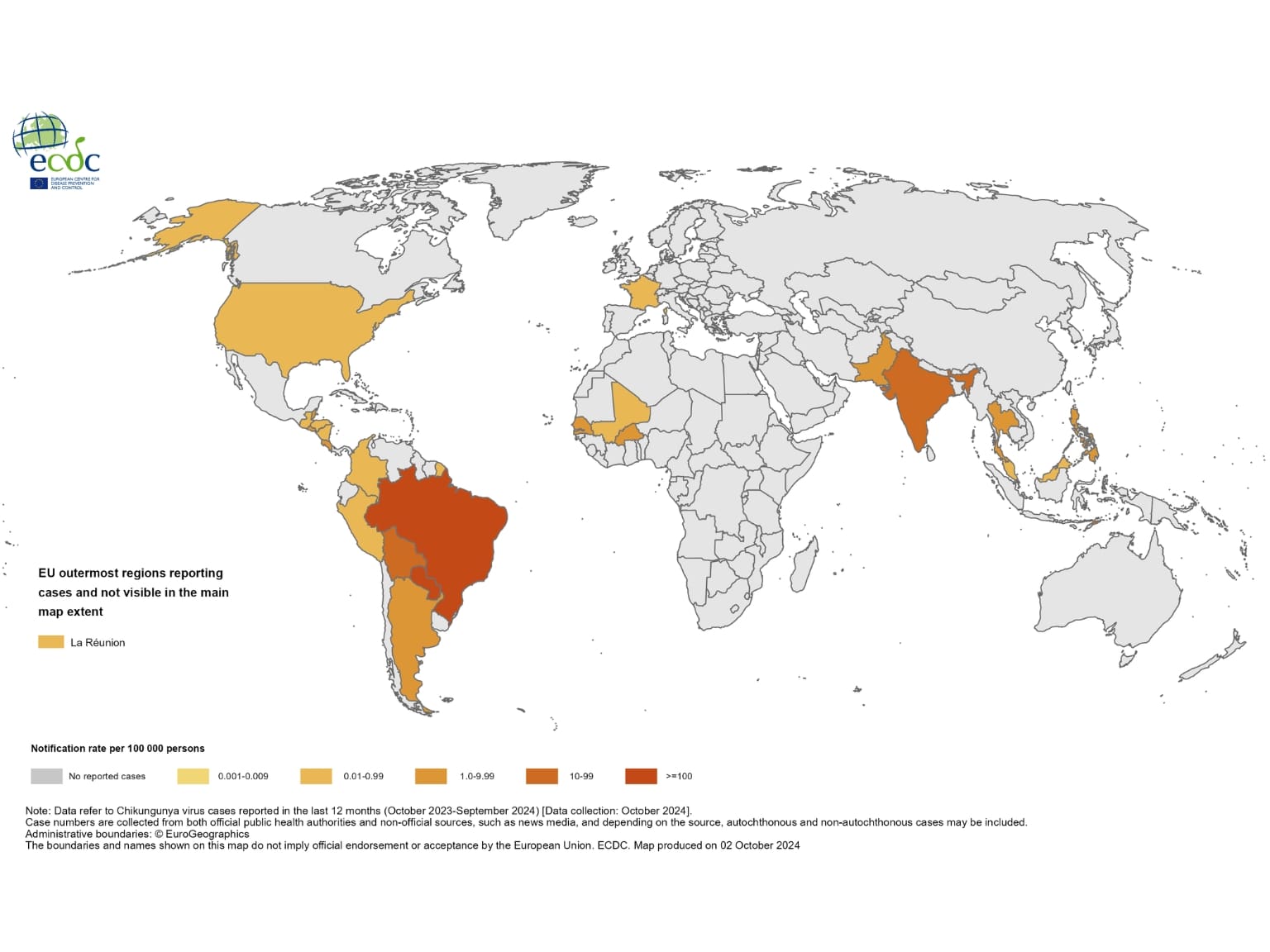 12-month Chikungunya virus disease case notification rate per 100 000 population