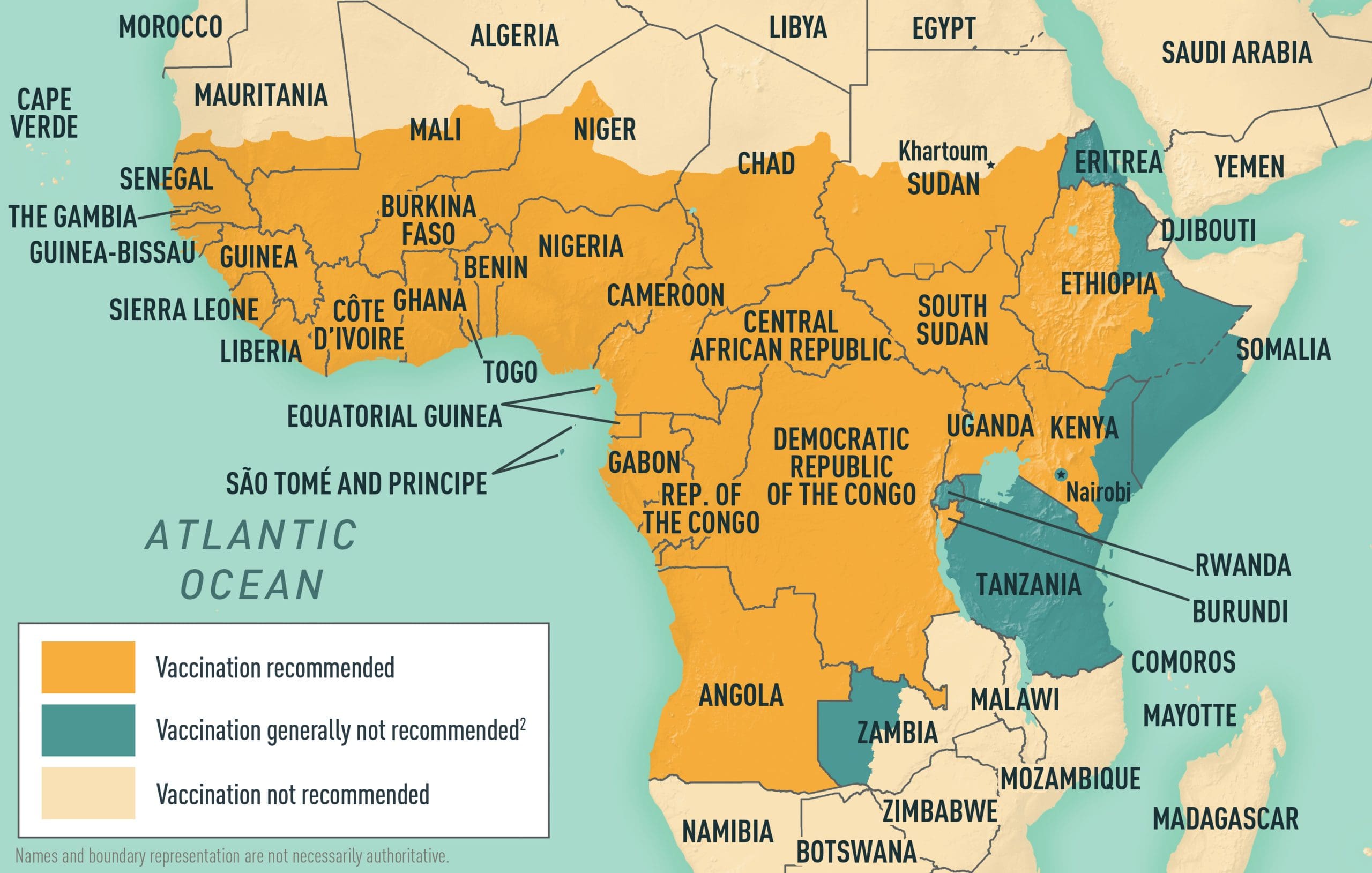 Yellow fever map Africa by CDC