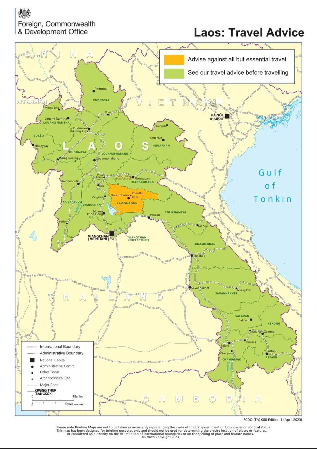 UK Travel Advice for Laos