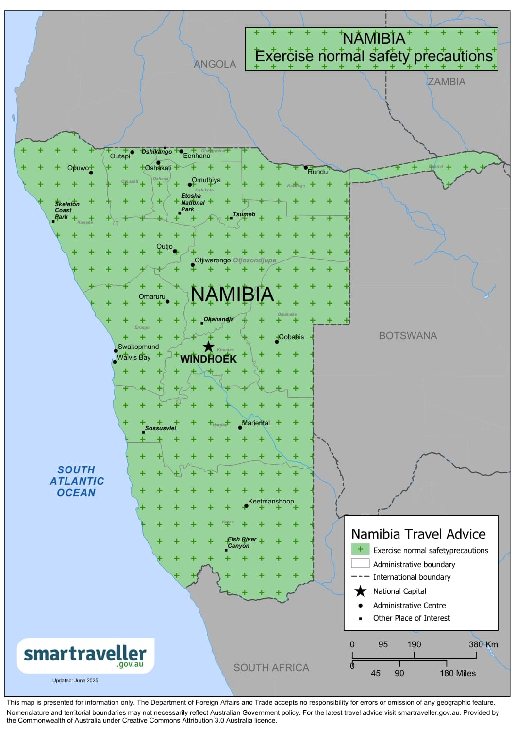 Australian Travel Advice for Namibia