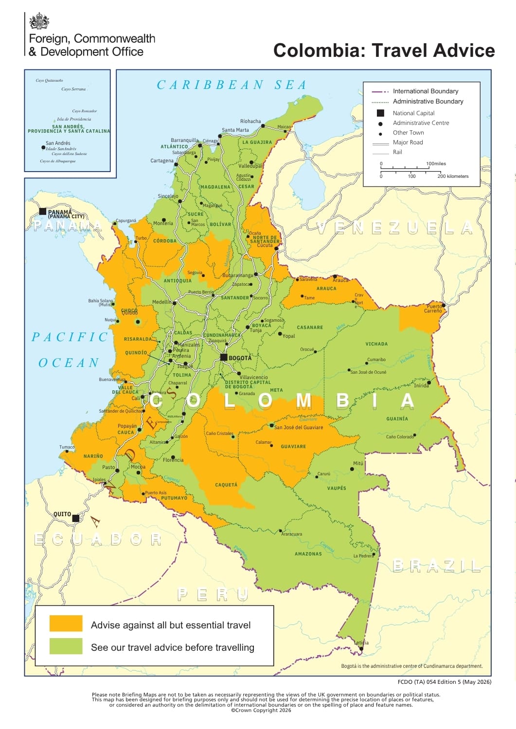 UK Travel Advice for Colombia