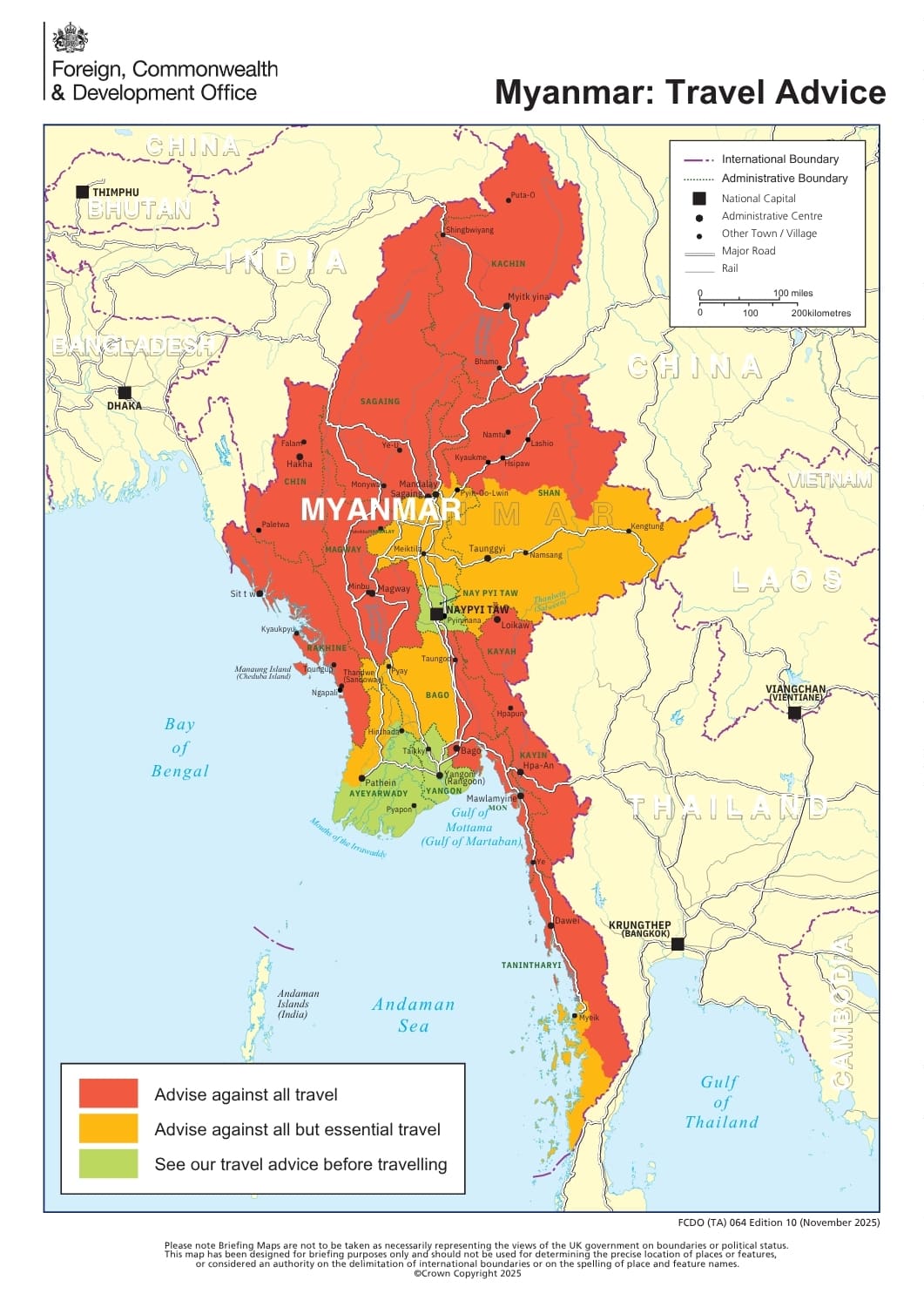 UK Travel Advice for Myanmar