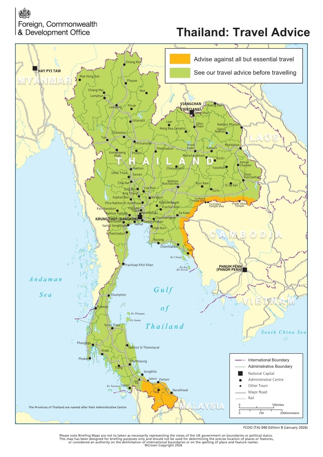 UK Travel Advice for Thailand